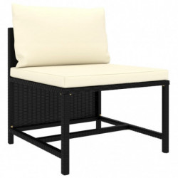 3-Sitzer-Gartensofa mit Auflagen Schwarz Poly Rattan