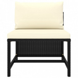 3-Sitzer-Gartensofa mit Auflagen Schwarz Poly Rattan