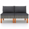 Mittelsofas 2 Stk. Poly Rattan und Eukalyptus Massivholz