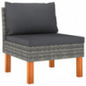 Mittelsofas 3 Stk. Poly Rattan und Eukalyptus Massivholz