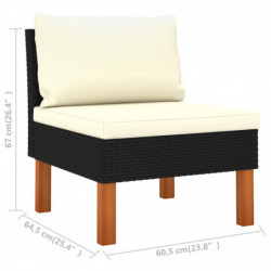 Mittelsofa Poly Rattan und Eukalyptus Massivholz