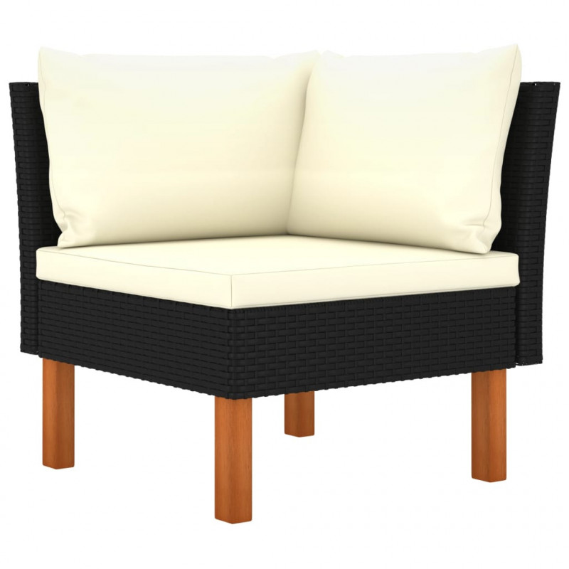 Ecksofa Poly Rattan und Eukalyptus Massivholz