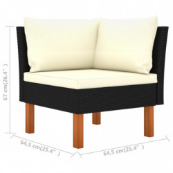 Ecksofa Poly Rattan und Eukalyptus Massivholz