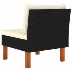 Mittelsofas 2 Stk. Poly Rattan und Eukalyptus Massivholz