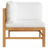 Ecksofa mit Creme Kissen Teak Massivholz