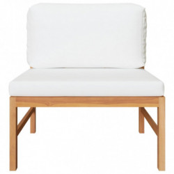 Mittelsofa mit Creme Kissen Teak Massivholz