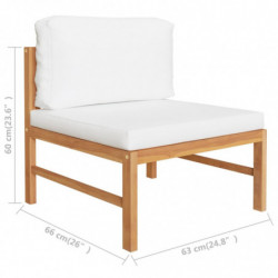 Mittelsofa mit Creme Kissen Teak Massivholz