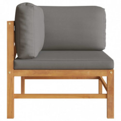 Ecksofa mit Dunkelgrauen Kissen Teak Massivholz