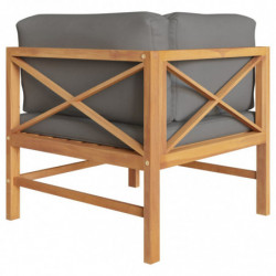 Ecksofa mit Dunkelgrauen Kissen Teak Massivholz