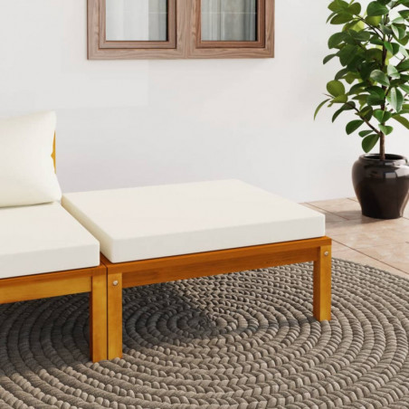 Hocker mit Cremeweißem Kissen Massivholz Akazie Hocker mit Cremeweißem Kissen Massivholz Akazie