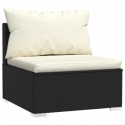 3-Sitzer-Sofa mit Kissen Schwarz Poly Rattan