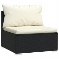 4-Sitzer-Sofa mit Kissen Schwarz Poly Rattan