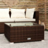 Garten-Couchtisch Braun 60x60x30 cm Poly Rattan und Glas