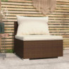 Garten-Mittelsofa mit Kissen Braun Poly Rattan