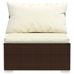 4-Sitzer-Sofa mit Kissen Braun Poly Rattan