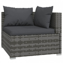 2-Sitzer-Sofa mit Kissen Grau Poly Rattan