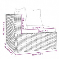 3-Sitzer-Sofa mit Kissen Grau Poly Rattan