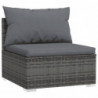 4-Sitzer-Sofa mit Kissen Grau Poly Rattan