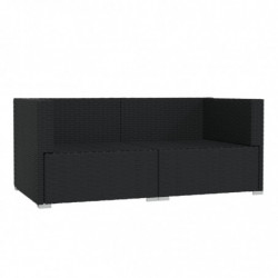 2-Sitzer-Sofa mit Kissen Schwarz Poly Rattan