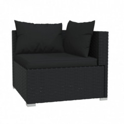 2-Sitzer-Sofa mit Kissen Schwarz Poly Rattan