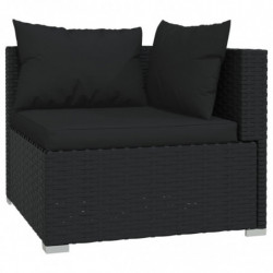 3-Sitzer-Sofa mit Kissen Schwarz Poly Rattan