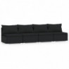 4-Sitzer-Sofa mit Kissen Schwarz Poly Rattan