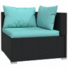 3-Sitzer-Sofa mit Auflagen Schwarz Poly Rattan