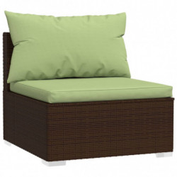 4-Sitzer-Sofa mit Kissen Braun Poly Rattan