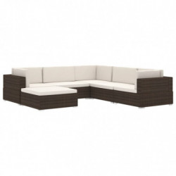 Modular-Sofa-Mittelteil 1 Stk. + Auflagen Poly Rattan Braun