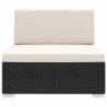 Modular-Sofa-Mittelteil 1 Stk. + Auflagen Poly Rattan Schwarz