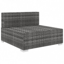 Modular-Sofa-Mittelteil 1 Stk. + Auflagen Poly Rattan Grau