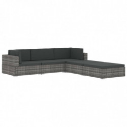 Modular-Sofa-Mittelteil 1 Stk. + Auflagen Poly Rattan Grau