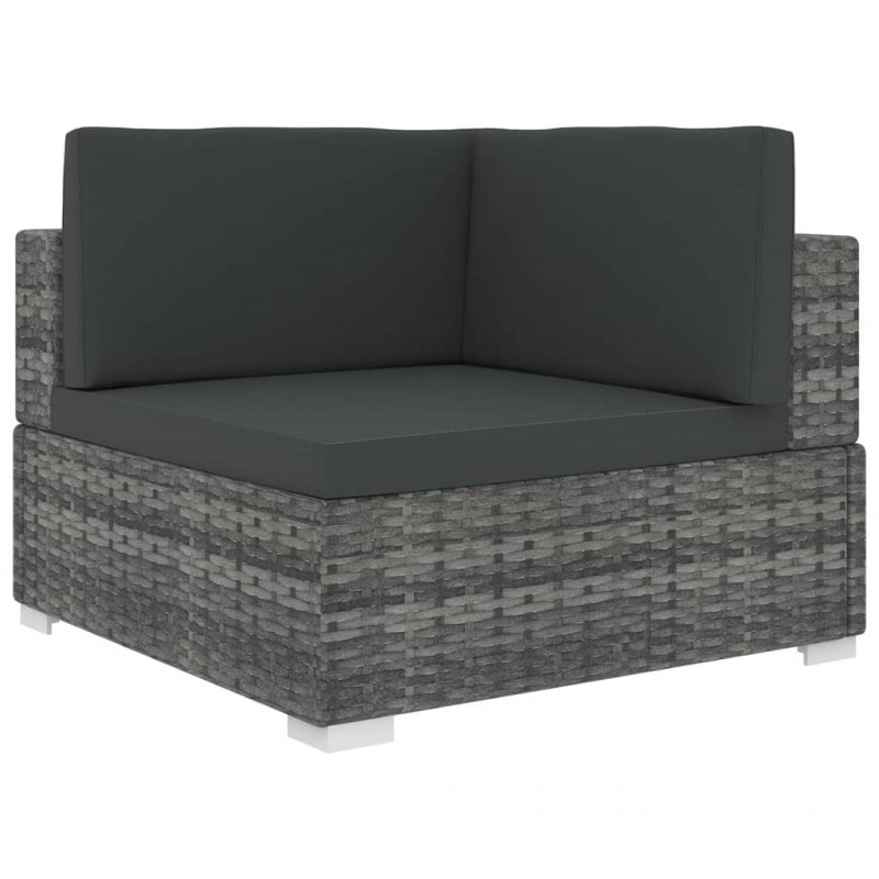 Modular-Sofa-Eckteil 1 Stk. + Auflagen Poly Rattan Grau