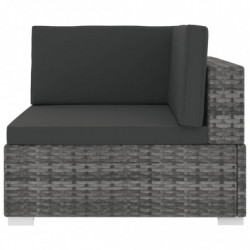 Modular-Sofa-Eckteil 1 Stk. + Auflagen Poly Rattan Grau