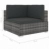 Modular-Sofa-Eckteil 1 Stk. + Auflagen Poly Rattan Grau