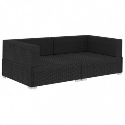 Ecksofas 2 Stk. mit Auflagen Poly Rattan Schwarz