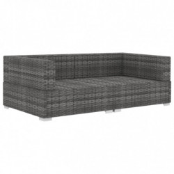 Ecksofas 2 Stk. mit Auflagen Poly Rattan Grau