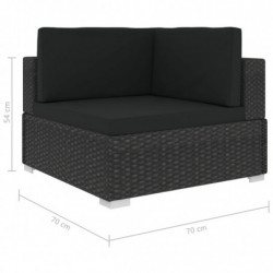 Ecksofas 2 Stk. mit Auflagen Poly Rattan Schwarz