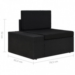 Modulares Sofa-Eckteil mit Armlehne (rechts) Poly Rattan Schwarz