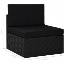 Modulares 2-Sitzer-Sofa Poly Rattan Schwarz