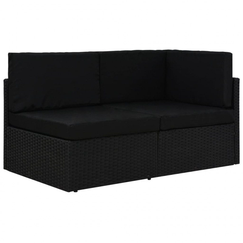 Modulares 2-Sitzer-Sofa Poly Rattan Schwarz