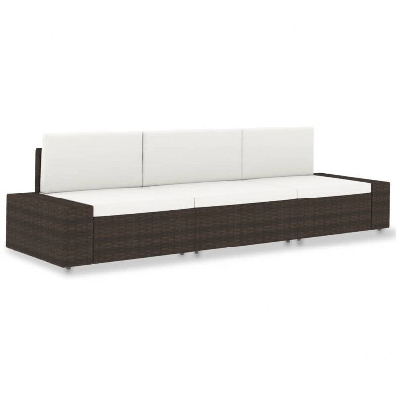 Modulares 3-Sitzer-Sofa Poly Rattan Braun