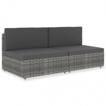 Modulares 2-Sitzer-Sofa Poly Rattan Grau