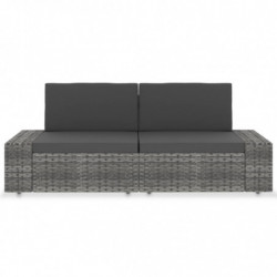 Modulares 2-Sitzer-Sofa Poly Rattan Grau