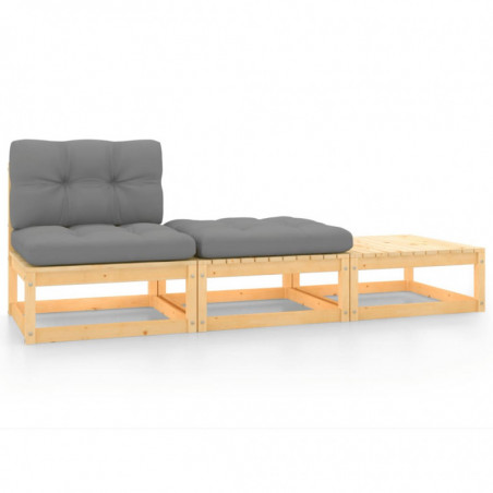 3-tlg. Garten-Lounge-Set mit Kissen Kiefer Massivholz 3-tlg. Garten-Lounge-Set mit Kissen Kiefer Massivholz