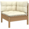 2-Sitzer-Gartensofa mit Kissen Creme Massivholz Kiefer