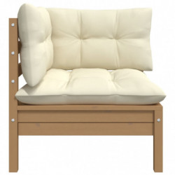 2-Sitzer-Gartensofa mit Kissen Creme Massivholz Kiefer