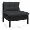 3-tlg. Garten-Lounge-Set mit Kissen Schwarz Kiefer Massivholz