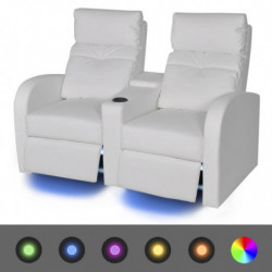 LED-Ruhesessel 2-Sitzer Kunstleder Weiß