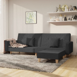 Schlafsofa 2-Sitzer mit Fußhocker Dunkelgrau Stoff